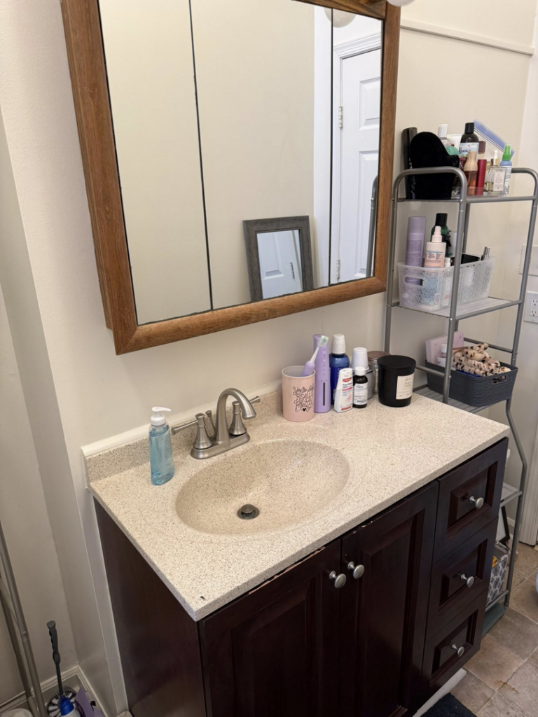 A spotless bathroom vanity and sink, reflecting the high-quality cleaning by Spotless Cleaning Operations LLC in Lancaster, PA.