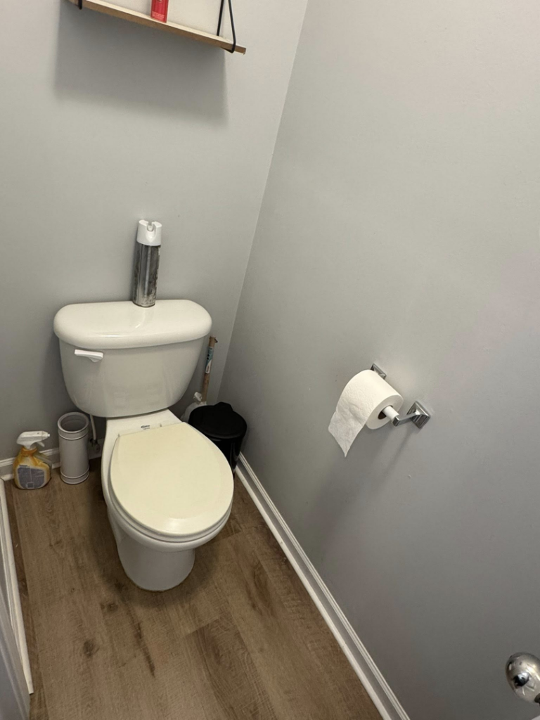A spotless and sanitized toilet area, showcasing the thorough cleaning provided by Maribel's Cleaning Services in Raleigh, NC.