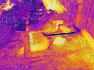 Thermal imaging used to detect a hidden water leak, a service by SMART Plumbing Hawaii, water damage specialists in Hilo, HI.