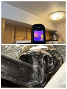 Thermal imaging detecting moisture and a damaged pipe, showing water damage detection by 4 Seasons Restoration LLC in Midvale, UT.