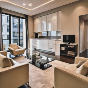 A tidy and modern living room and kitchen area, reflecting the excellent house cleaning provided by Pine Services, LLC in Everett, WA.