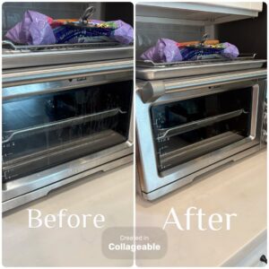 Before and after cleaning of a toaster oven by DG Cleaning Solutions in Sacramento, CA.
