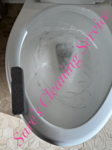 A toilet bowl with a cleaning sponge, showing a cleaning task by Clean Slate Cleaning Service in Green Bay, WI.