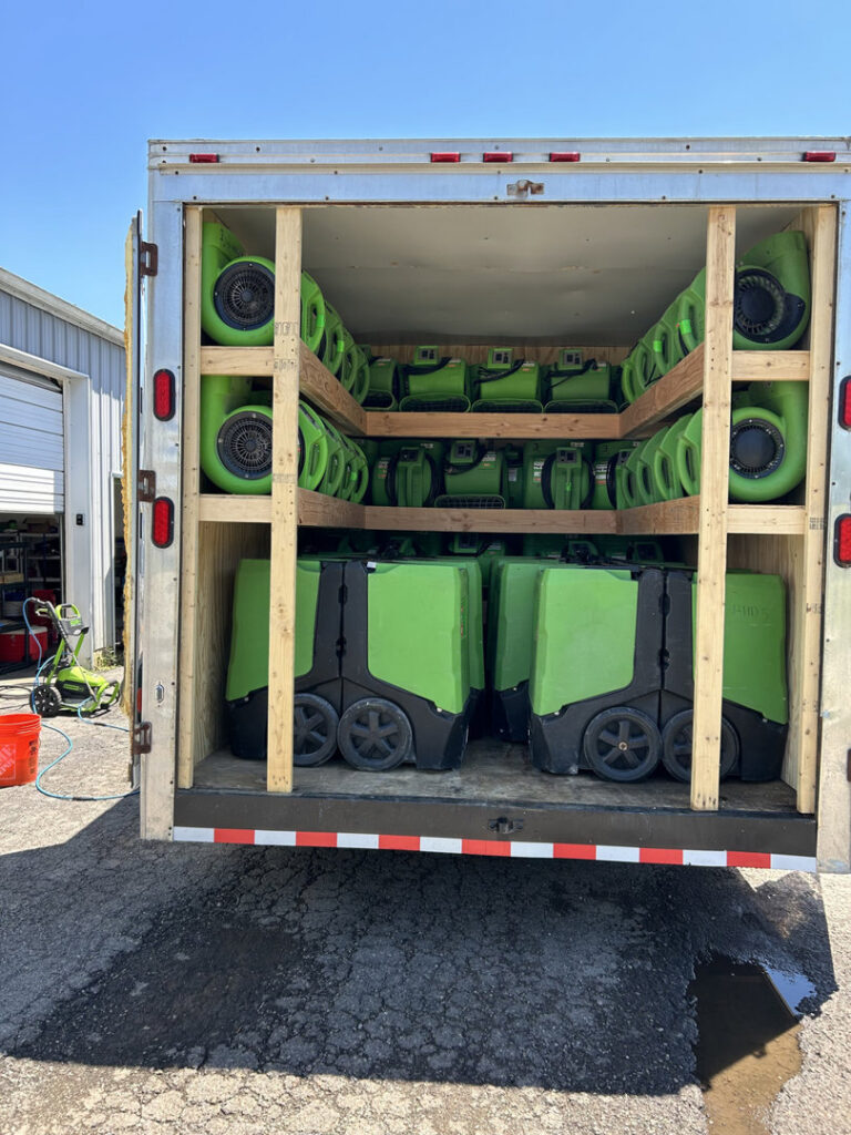 A SERVPRO trailer loaded with professional water damage restoration equipment in Owensboro, KY.