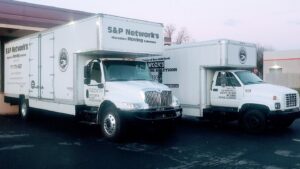 Two S&P Network's Marathon Moving Solutions trucks parked, ready for service in Mechanicsburg, PA.