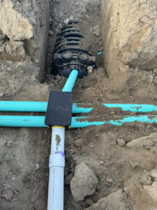Underground pipe connections for drainage or water lines by MP-X LLC Excavation and Construction in Riverton, WY