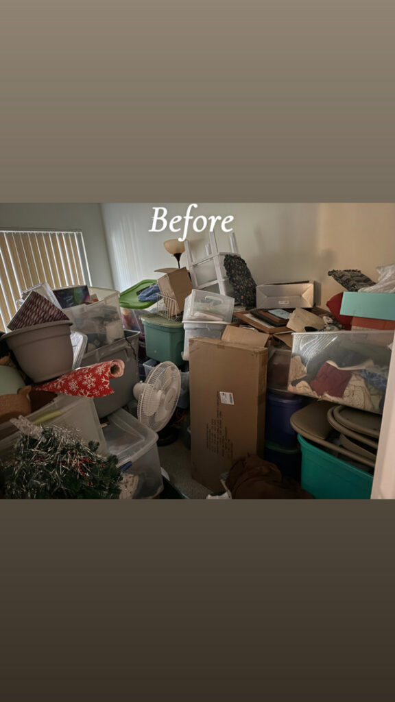 A very cluttered room filled with boxes and items, indicating a need for cleaning by The Blake Experience Cleaning Service in Albany, NY.