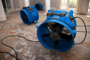 Industrial drying fans used for water damage restoration by Restoration Network Inc in Maple Grove, MN.
