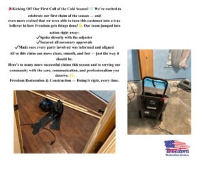Water damage restoration equipment and debris from a job site handled by Freedom Restoration Services of NWA in Rogers, AR.