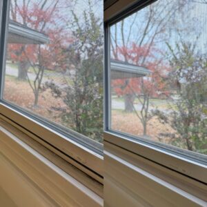 Clean window screen and frame, showing attention to detail by GentleNest Home Cleaning in Livonia, MI.