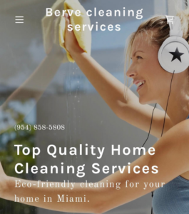 A woman cleaning a window with a yellow cloth for Berve Cleaning Services in North Miami, FL